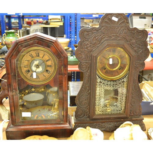 518A - 2 Antique American Mantel Clocks