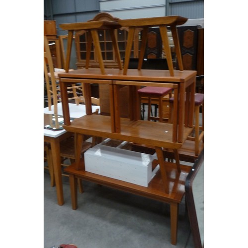 3427 - Teak Nest of Three Tables, Teak Coffee Table and Two Occasional Tables Etc.