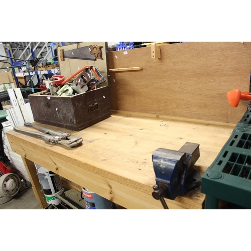 102 - Large Wooden Workbench with a Record No. 3 Vice Attached. Approximate Size: 170cm x 78cm Height (to ... 