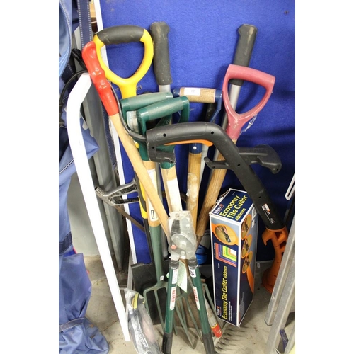 12 - Assorted Garden Tools - Forks, Spades, Lopping Shears Etc.