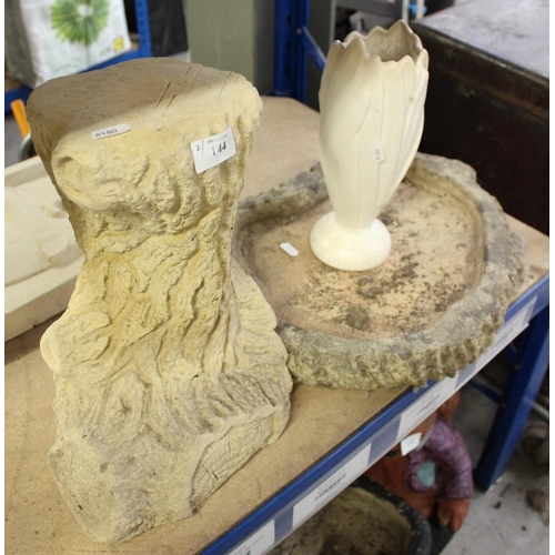 144 - Cast Stone Bird Bath with Pedestal and Vase