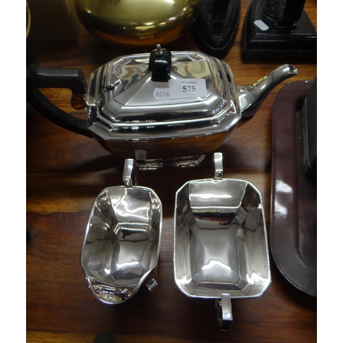 575 - Silver Plated 3 Piece Tea Set