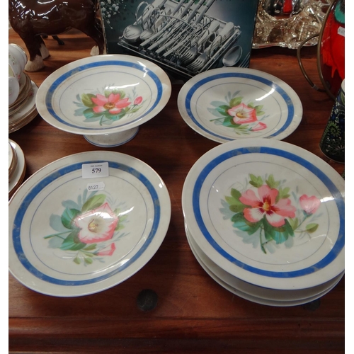 579 - Hand Painted Porcelain Dessert Set