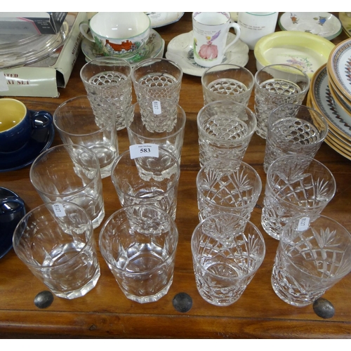 583 - Assorted Crystal & Cut Glass Whisky Tumblers