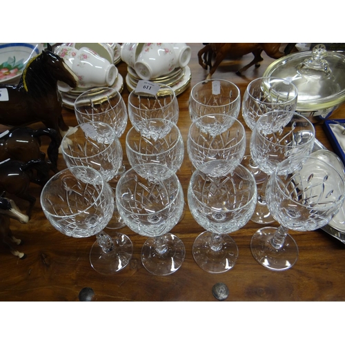 611 - Set of 12 Crystal Wine Glasses