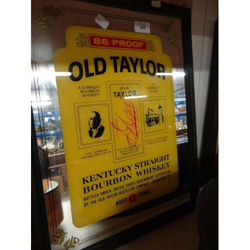 660 - Whiskey Advertising Mirror, Old Taylor