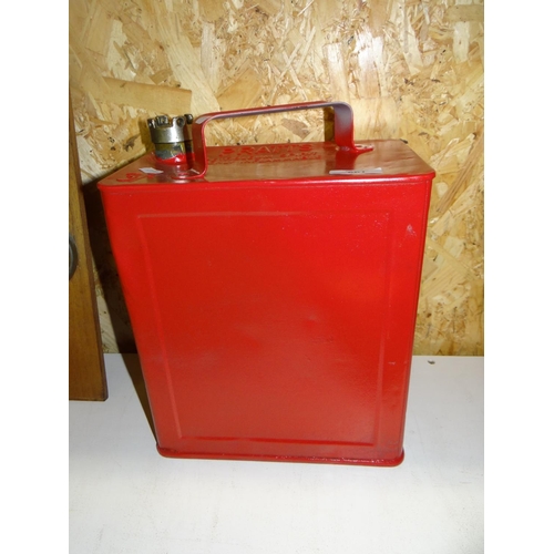 661 - Restored Red Painted Pratts Petrol Can with Brass Top