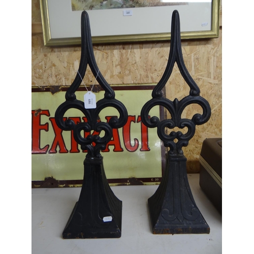 686 - Pair of Painted Cast Metal Finnials