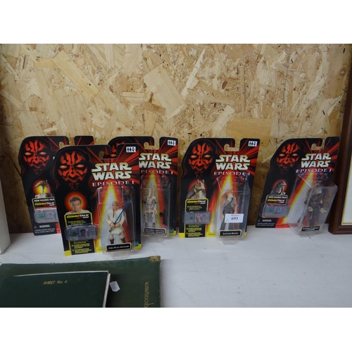 693 - Assorted Star Wars Figures in Original Boxes - Obi Wan Kenobi, 00M/9 Droid, Battle Droid, Jar Jar Bi... 