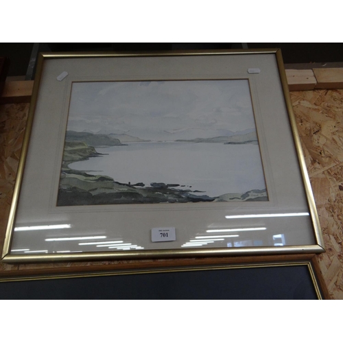 701 - Framed Watercolour - Loch Scene - Indistinct Signature - approx 36 x 26 cms