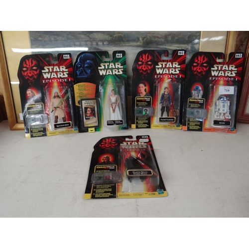 710 - Five Assorted Starwars Figures in Original Boxes - R2D2, Darth Maul, Qui Gon Jinn, Leia and Padme Na... 