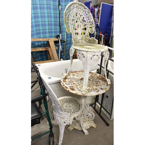 75 - Painted Metal Garden Table and Two Chairs