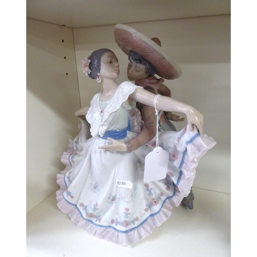 1006 - Large Lladro Porcelain Figure Group - Mexican Dancers, approx 30cm tall.