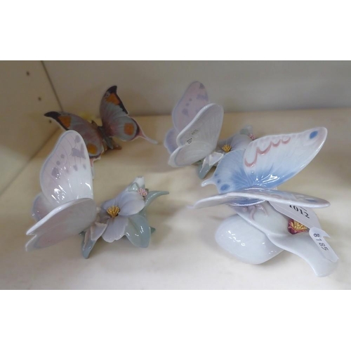 1012 - 4 x Lladro Porcelain Butterflies.