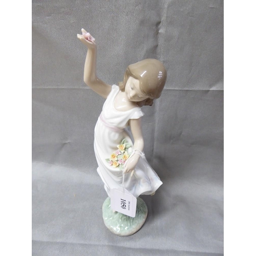 1050 - Lladro Porcelain Figurine - Young Girl Dancing, approx 25cm tall.