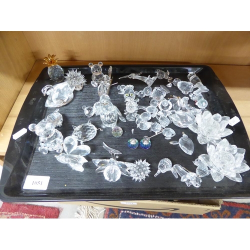 1051 - Tray Lot of Swarovski & Other Crystal Ornaments.