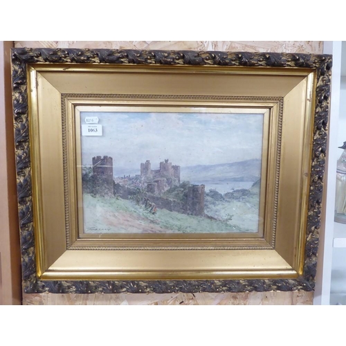 1063 - Framed Watercolour - Conway Castle by Pollock Sinclair Nisbett A.R.S.A R.W.S (1848-1922), approx 35 ... 