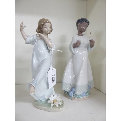 1068 - 2 x Lladro Porcelain Figurines - 6946 & 6808, approx 23cm tall.