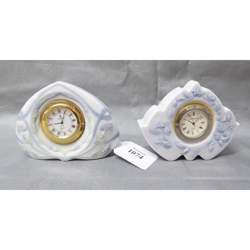 1074 - Two Lladro Porcelain Clocks.