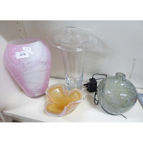 1078 - Collection of Art Glass Lamps, Vases etc.