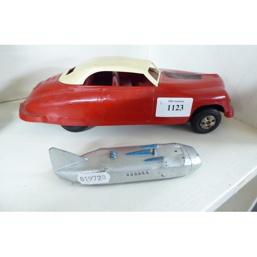 1123 - Vintage Plastic Fire Chief & Dinky Diecast Thunderbolt Speed Car.