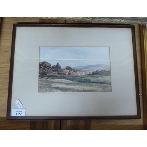 1558 - Small Watercolour - Whitekirk by David Scott Moncrieffe 1872, approx 22 x 14cm.