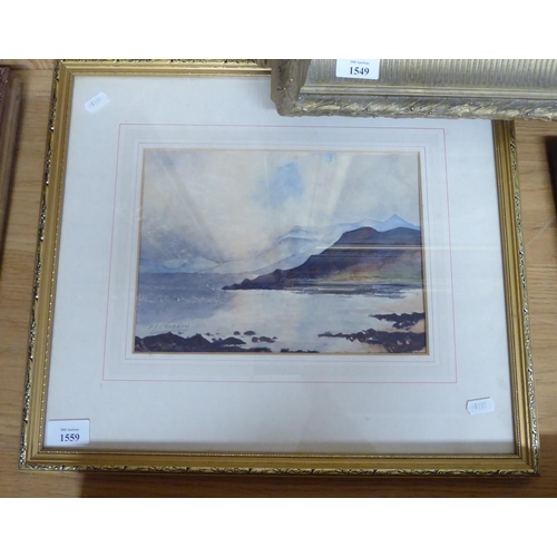 1559 - Framed Watercolour - Highland Landscape by D Y Cameron RA, (1865-1945), approx 27 x 20cm.