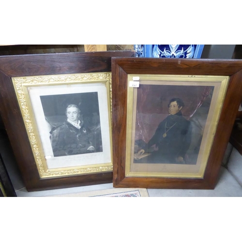 1567 - Two Antique Rosewood Framed Portrait Engravings.