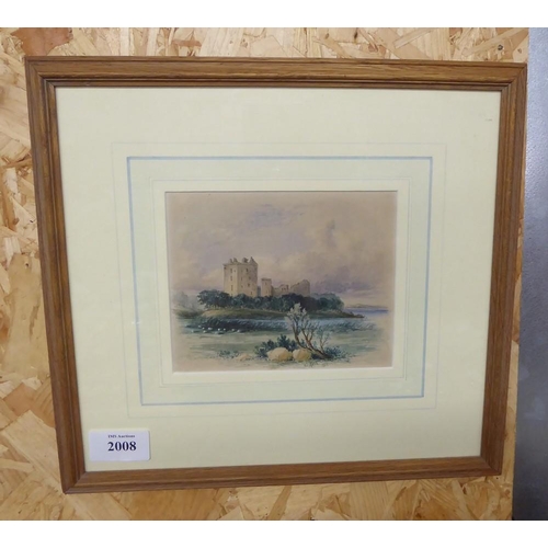 2008 - Small Framed Watercolour - Spynie Castle Elgin by Sir George Reid F.R.S.A (1841-1913), approx 14 x 1... 