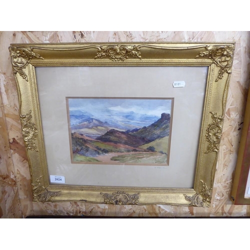 2024 - Framed Watercolour - Highland Landscape by K. Greive, approx 23 x 16cm.