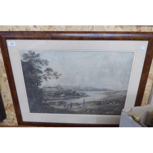 2028 - Antique Framed Print - View of Aberdeen, approx 59 x 41cm.
