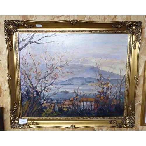 2030 - Framed Oil Painting - Impressionist View signed Alan Kane, approx 49 x 39cm.