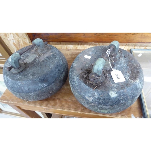 2045 - Pair of Antique Granite Curling Stones.