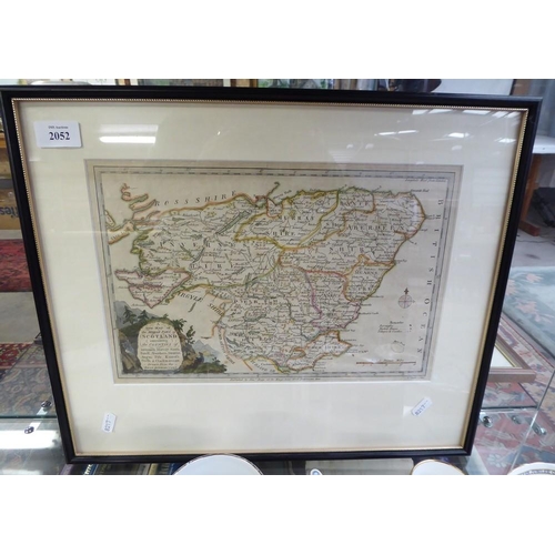 2052 - Antique Framed Map of Central Scotland, approx 34 x 23cm.