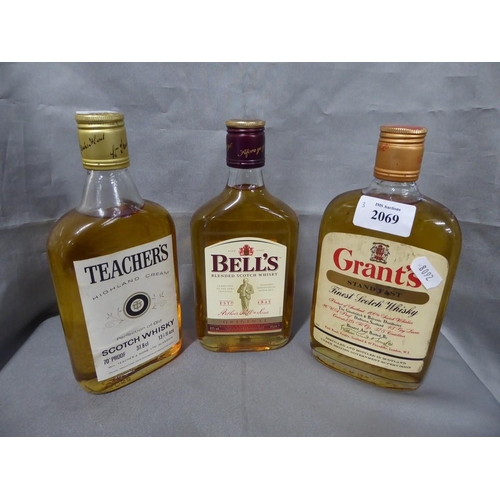 2069 - 3 Half Bottles of Blended Scotch Whisky - Grants, Teachers & Bell's