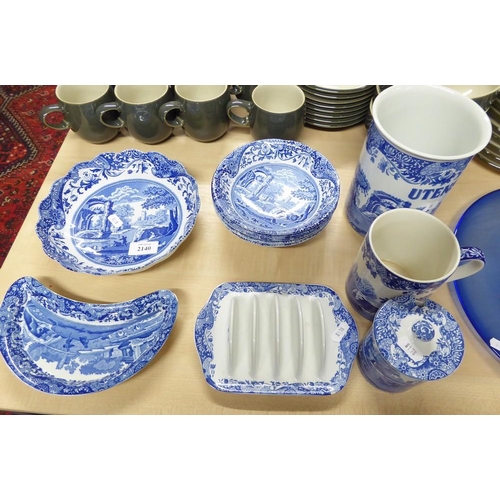 2140 - Collection of Spode Blue Italian Bowls, Toast Rack, Plates etc.