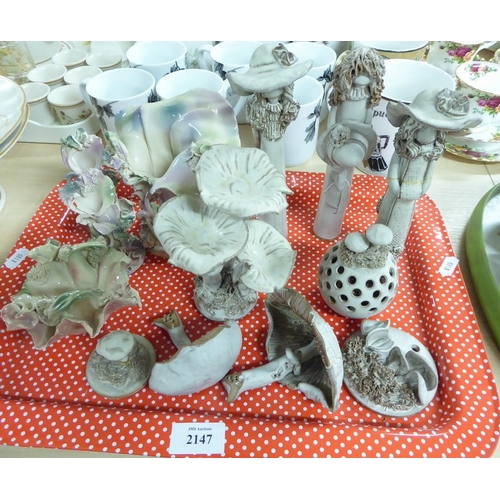 2147 - Tray - Studio Pottery Figures, Toadstools etc.