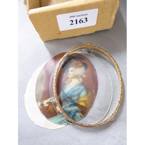 2163 - Portrait Miniature of Lady Wearing Bonnet.