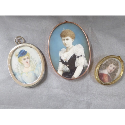 2164 - Three Assorted Portrait Miniatures.
