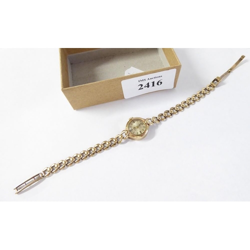 2416 - 9ct Gold Ladies Wristwatch - total weight 12.1g