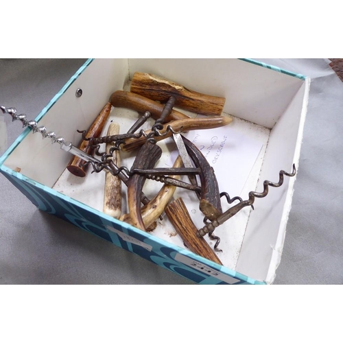 2442 - Box - Collection of Horn Handled Corkscrews.