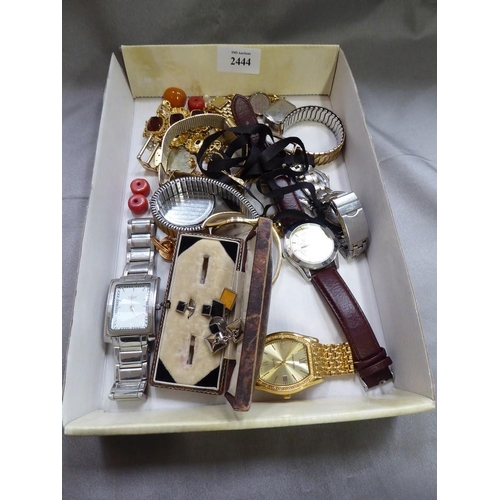 2444 - Box - Gents Wristwatches, Costume Jewellery, Lockets etc.