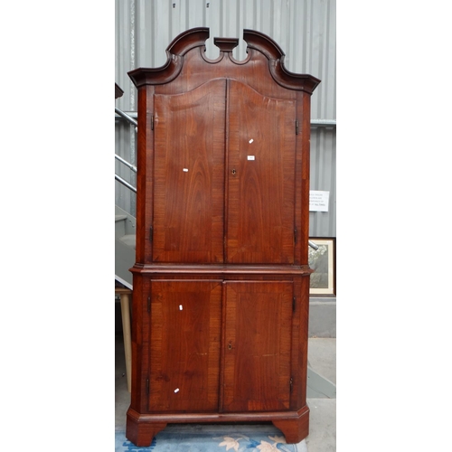 3003 - Continental Mahogany 4 Door Cupboard Architectural Pediment, Canted Corners