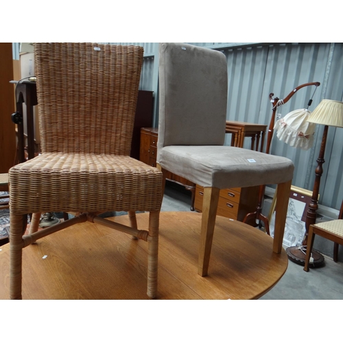 3033 - Fabric High Back Dining Chair and Wicker Conservatory Chair