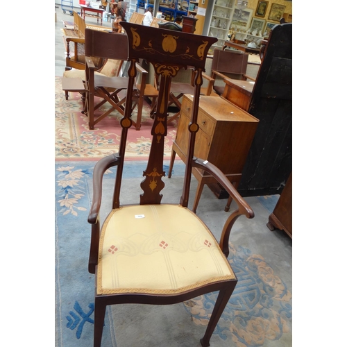 3050 - Mahogany Inlaid Art Nouveau Elbow Chair