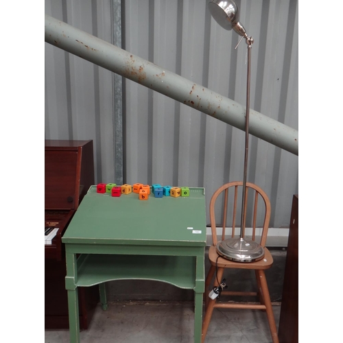 3081 - Painted School Desk, Chair & Reading Lamp