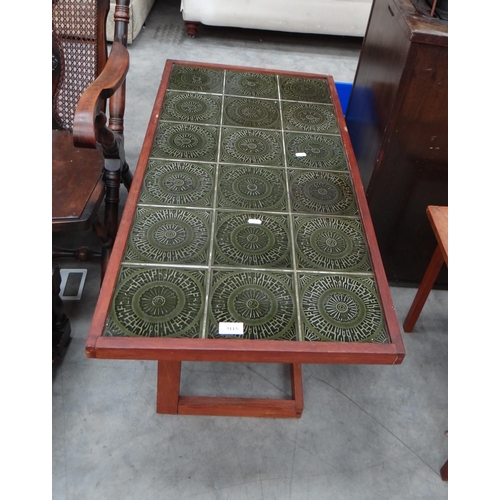 3113 - 1970's Green Tile Top Coffee Table