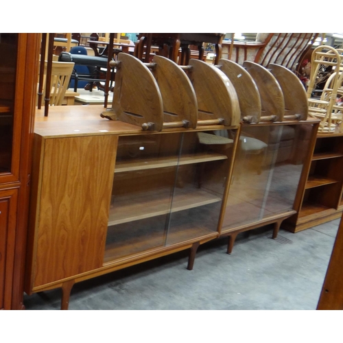 3170 - 2 Teak Glass Front Bookcases