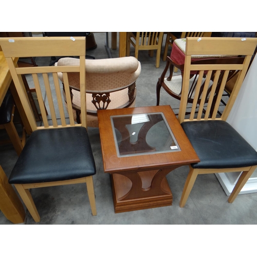 3268 - 2 Dining Chairs & Glass Topped Table