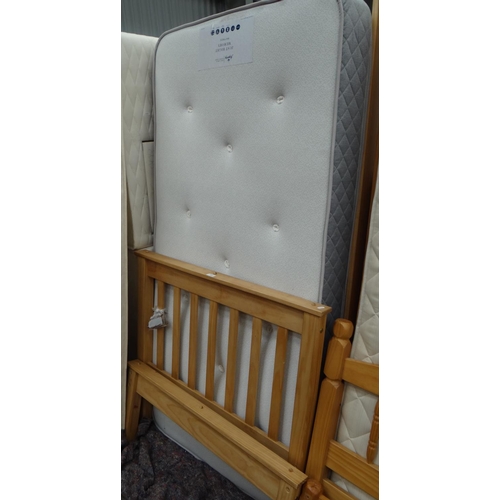 3464 - Pine Framed Single Bed and Mattress